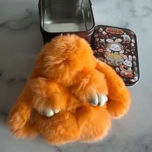 Super Soft Orange Bunny Lulu Keychain Charm, New